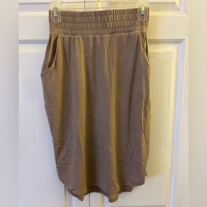 Casual Elastic Waist Skirt - Tan